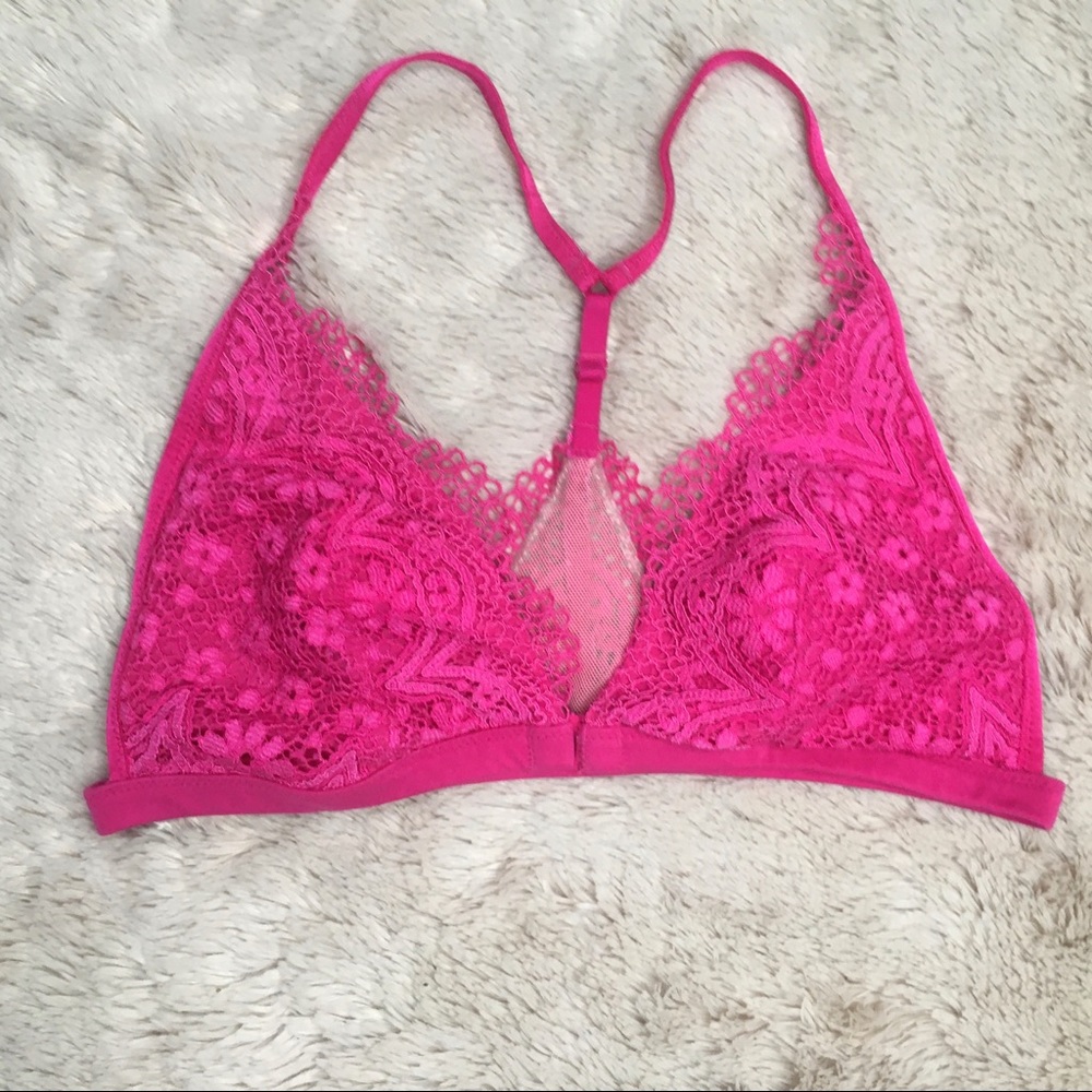 🦋Victoria’s Secret Hot Pink Lace Bralette Size Small
